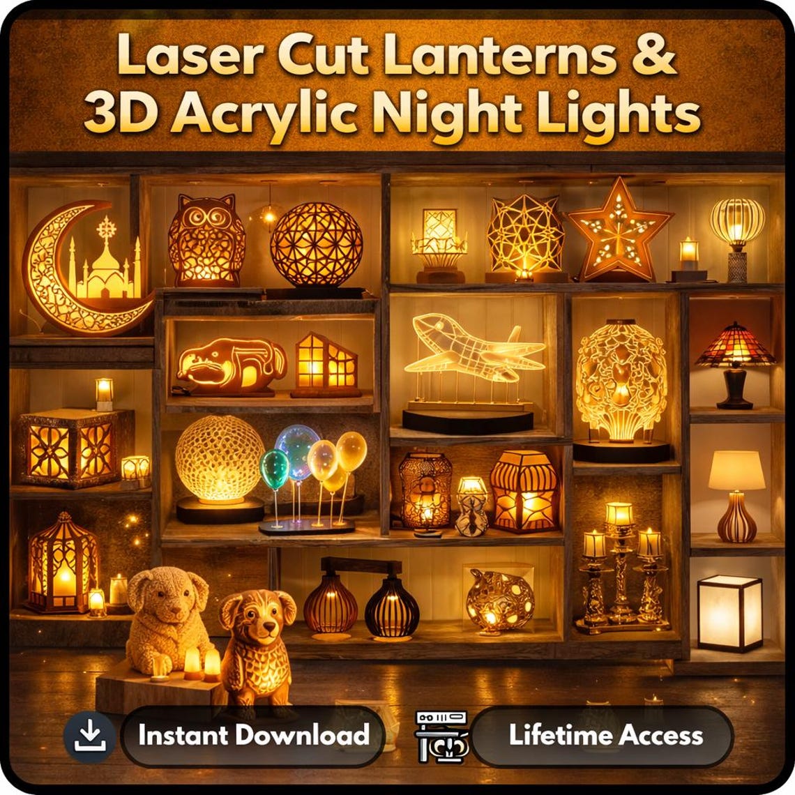 350+ Laser Cut Lamp Bundle | Laser Cut Lamps Bundle | Modern 3D Lantern ...