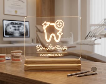 Personalized Dentist Desk Lamp, Custom LED Tooth Sign, Dental Office Decor, Graduation Gift