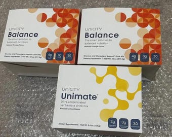 Paquete de 3 unidades: Unicity Balance (60 sobres) + Unimate (30 sobres)