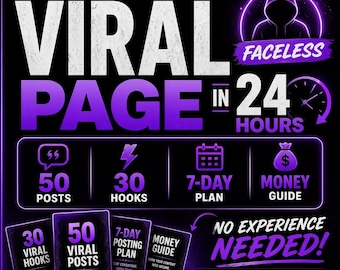 Faceless Instagram Page Starter Kit | 50 Viral Posts + 30 Hooks + 7 Day Posting Plan + Money Guide | Digital Product | Grow & Monetize Fast