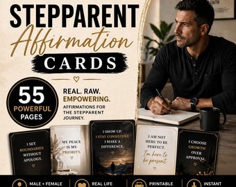 Unfiltered Stepparent Affirmation Cards Printable | 55 Empowering Quotes | Boundaries Healing Self Worth Blended Family Support Digital Down