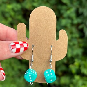 Turquoise Dice Dangle Earrings | Western Statement Jewelry | Gold, Silver, Gunmetal
