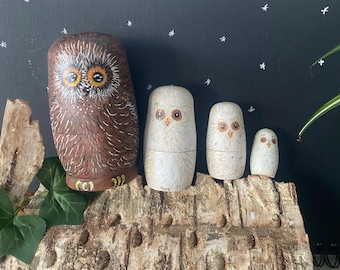 Owl baby story prop nesting dolls hand painted