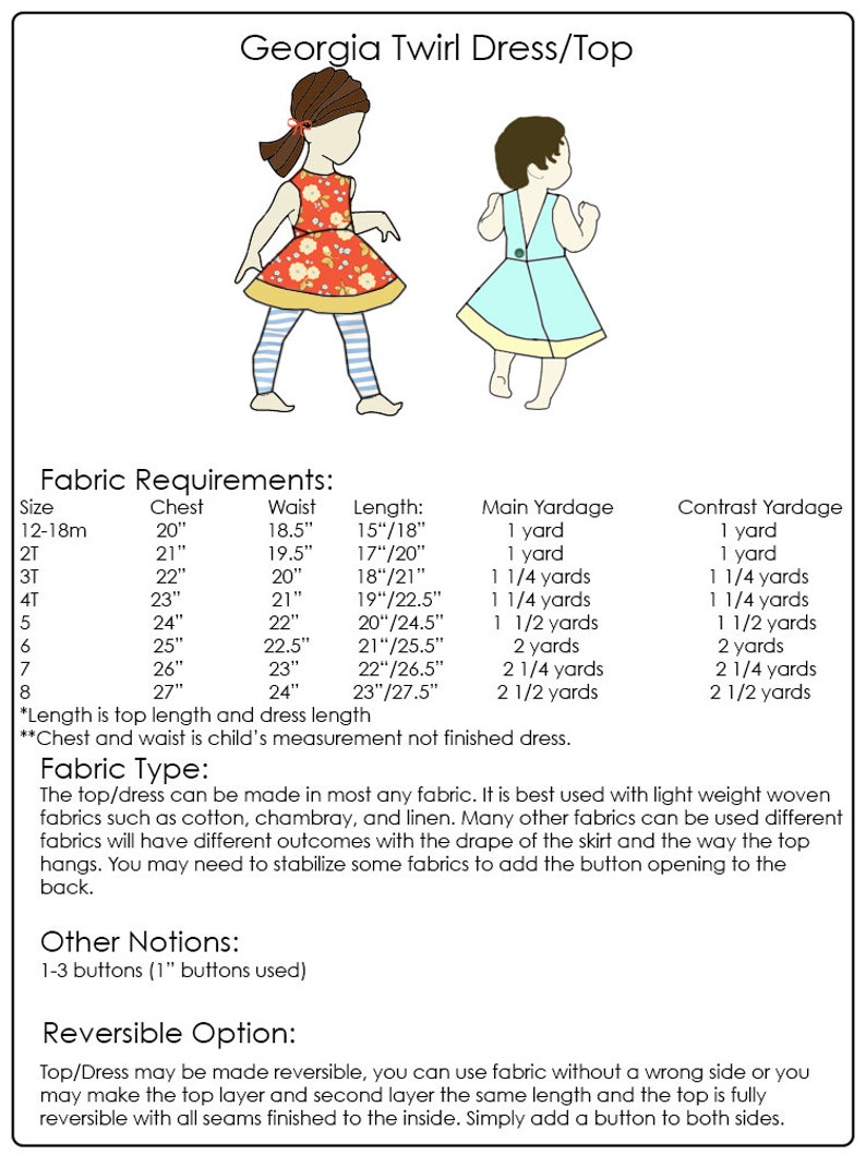 Georgia Twirl Dress and Tunic PDF Sewing Pattern - Etsy