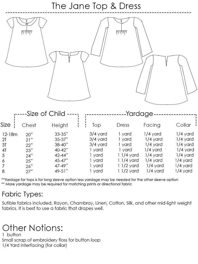 Jane Top and Dress PDF Sewing Pattern - Etsy