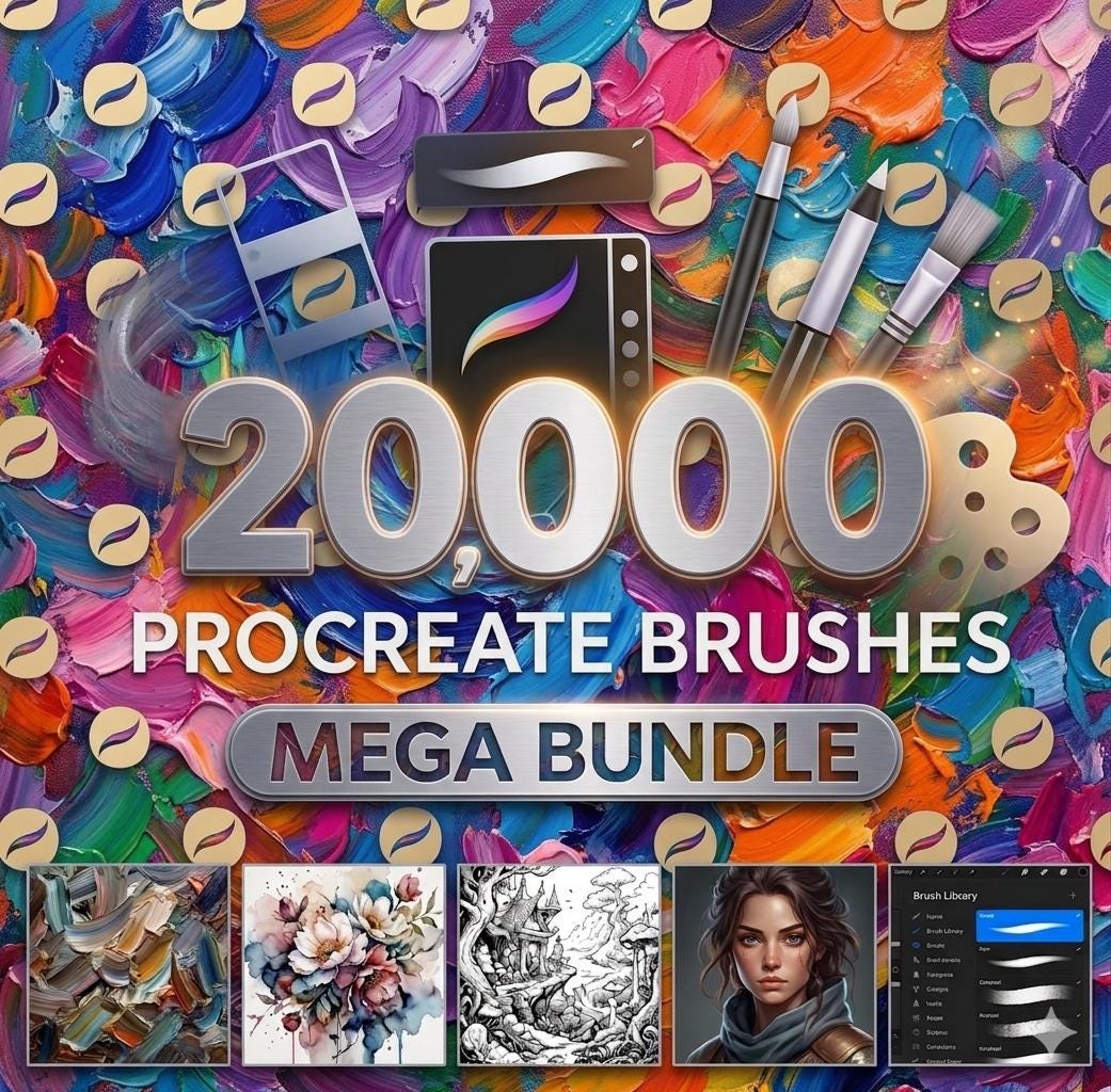 20000+ Procreate Brushes Mega Bundle (tattoo, Hair, Texture, Watercolor ...