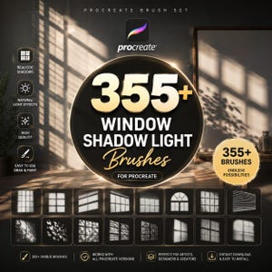 355+ Window Shadow Light Procreate Brushes | Realistic Sunlight Overlay (Digital Download)