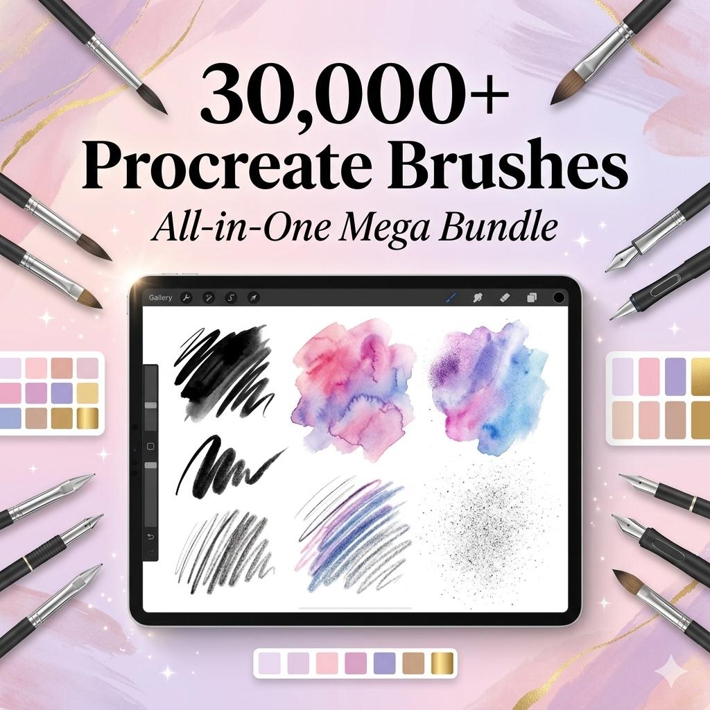 30000+ Procreate Brushes Mega Bundle | Tattoo, Watercolor, Sketch, Ink ...