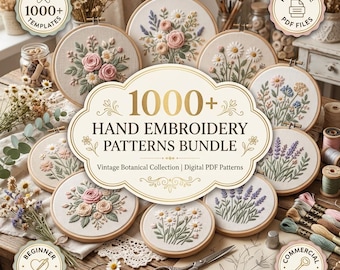 1000+ Handstickmuster-Bundle | Florale, Tier, Moderne Vorlagen (Digital PDF)