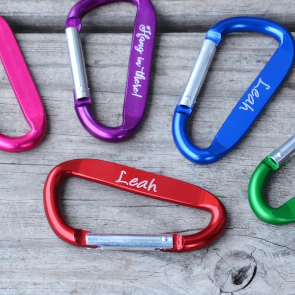 1 Personalized Carabiner Clip, Engraved Carabiner Clip, Christmas Gifts, Personalized Stocking Stuffers, Birthday Party Favors