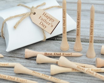 READY to SHIP!! 20 Personalized Golf Tees, Fathers Day, Gift for Dad, Golf Tees for Dad, Engraved Golf Tees, Happy Father's Day, 2 3/4" Tees