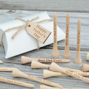 READY to SHIP 20 Personalized Golf Tees, Fathers Day, Gift for Dad, Golf Tees for Dad, Engraved Golf Tees, Happy Father's Day, 2 3/4 Tees zdjęcie 1