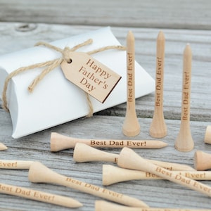 READY to SHIP!! 20 Personalized Golf Tees, Fathers Day, Gift for Dad, Golf Tees for Dad, Engraved Golf Tees, Happy Father&#39;s Day, 2 3/4&quot; Tees