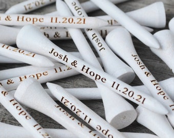 50 Golf Tees, Wedding Favors, Fathers Day,  Groomsmen, Wedding, Golf, Engraved Golf Tees, Business Advertisement, White 3 1/4" Golf Tees