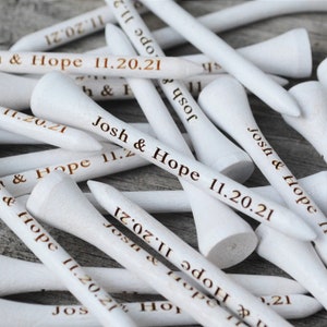 50 Golf Tees, Wedding Favors, Fathers Day,  Groomsmen, Wedding, Golf, Engraved Golf Tees, Business Advertisement, White 3 1/4" Golf Tees