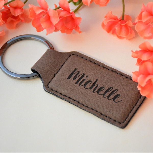 Personalized Keychain, Vegan Leather Keychain, Vegan Key Chain, Key Fob, Bridesmaids Gifts, Vegan Gifts, Stocking Stuffers, Christmas Gifts