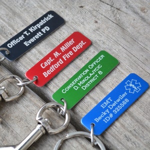 Engraved Accountability Tag, First Responder Keychain, Personalized Accountability Tag, Firefighter Keychain