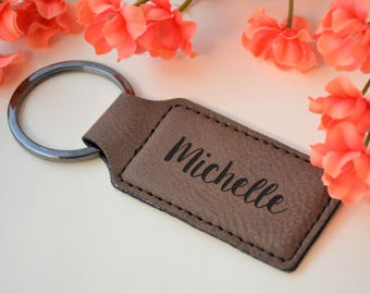 Personalized Keychain, Vegan Leather Keychain, Vegan Key Chain, Key Fob, Bridesmaids Gifts, Vegan Gifts, Stocking Stuffers, Christmas Gifts