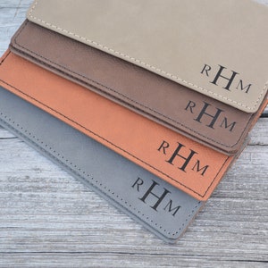 Personalized Faux Leather Checkbook Cover, Pocket, Wallet, Checkbook Cover, Vegan Leather, Engraved Checkbook Cover, Check Book Cover