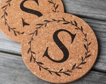 Personalized Trivet, Monogrammed Cork Trivet, Engraved Trivet, Personalized Kitchen Gift, Monogrammed Wedding Gift, Housewarming Gift