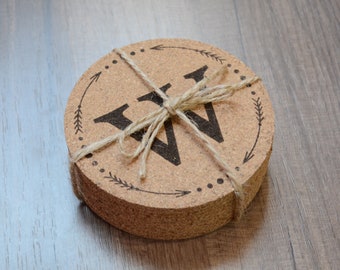 Coaster Gift Set, Personalized Cork Coasters, Personalized Coaster Set, Housewarming Gift, Wedding Gift, Personalized Home Decor