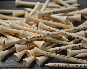 150 Personalized Golf Tees, Engraved Golf Tees, Wedding Favors, Groomsman Gifts, Gifts for Groomsmen, Wedding Gifts, Golf Tees, Natural Wood