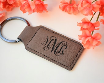 Personalized Vegan Leather Keychain, Vegan Key Chain, Key Fob, Monogrammed Keychain, Vegan Accessories, Stocking Stuffers, Christmas, Gifts