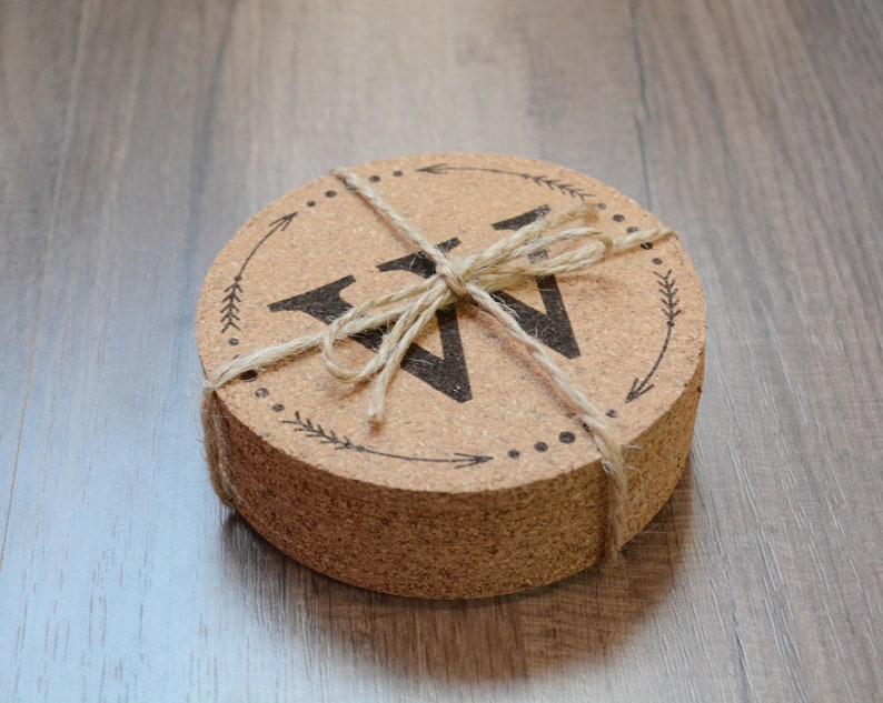 Coaster Gift Set Personalized Cork Coasters Personalized Etsy