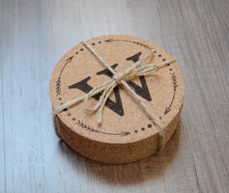 Coaster Gift Set Personalized Cork Coasters Personalized Etsy