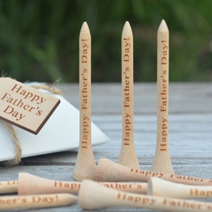 READY to SHIP 20 Personalized Golf Tees, Fathers Day, Gift for Dad, Golf Tees for Dad, Engraved Golf Tees, Happy Father's Day, 2 3/4 Tees zdjęcie 3