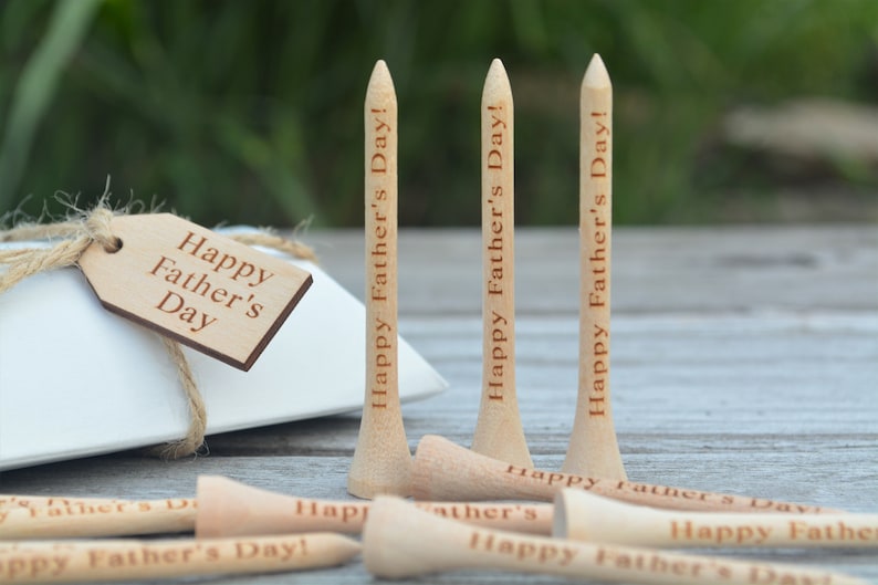 READY to SHIP 20 Personalized Golf Tees, Fathers Day, Gift for Dad, Golf Tees for Dad, Engraved Golf Tees, Happy Father's Day, 2 3/4 Tees zdjęcie 3