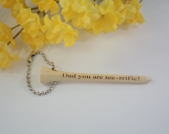 Golf Tee Key Ring, Golf Key Chain, Gift for Golfer, Tee-rrific Dad, Gift for Dad, Golfing Gift, Father's Day, Personalized Key Chain, Golf