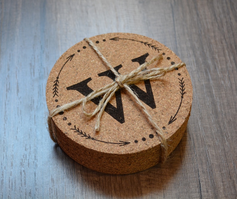 Coaster Gift Set Personalized Cork Coasters Personalized Etsy