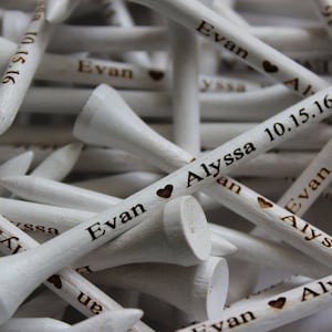 100 White Personalized Golf Tees, Engraved Golf Tees, Wedding Favors, Groomsman Gifts, Gifts for Groomsmen, Wedding Gifts