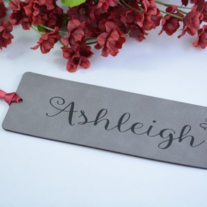 Personalized Bookmark, Leatherette Bookmark, Custom Bookmark, Vegan Leather, Gift for Book Lovers, Christmas Gift, Gift for Friend, Bookmark