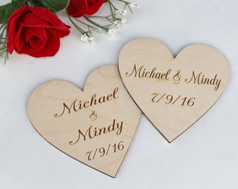 4" Personalized Heart, Engraved Heart, Personalized Wood Hearts, Engraved Wood Hearts, DIY Wedding Centerpiece, Rustic Wedding Decor