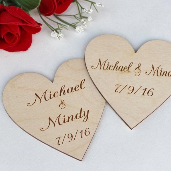 4" Personalized Heart, Engraved Heart, Personalized Wood Hearts, Engraved Wood Hearts, DIY Wedding Centerpiece, Rustic Wedding Decor