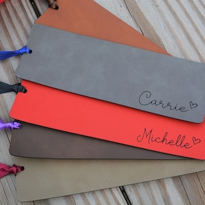 Bookmark, Leatherette Bookmark, Personalized Bookmark, Vegan Leather, Gift for Book Lovers, Christmas Gift, Mother&#39;s Day, Librarian, Teacher