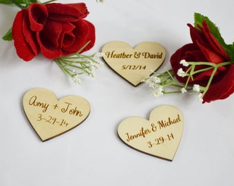 Personalized Wooden Heart, Wedding Favors, Engraved Wood Heart, Heart Tag, Heart Favors, Engraved Hearts, Personalized Heart, Wood Heart