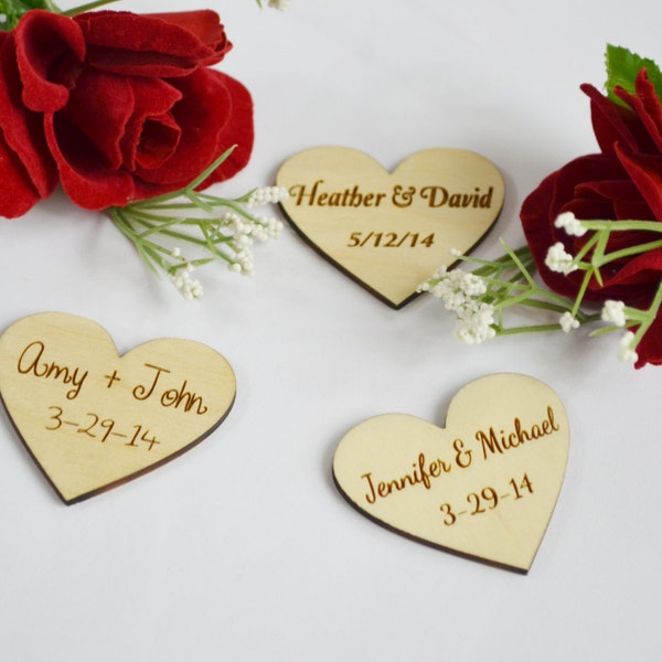 Personalized Wooden Heart, Wedding Favors, Engraved Wood Heart, Heart Tag, Heart Favors, Engraved Hearts, Personalized Heart, Wood Heart