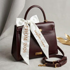 Custom Name Embroidered Prom 2026 Bag Ribbon, Personalized Satin Purse Scarf for Graduation,Class of 2026 Keepsake, Senior Prom Gift for Her
