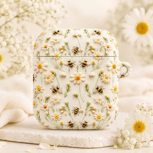 Bee & Daisy AirPods Case, Honey Bee Floral AirPods Cover, Cottagecore Wildflower Earbuds Case,Cute Spring AirPods Pro Case,Nature Lover Gift