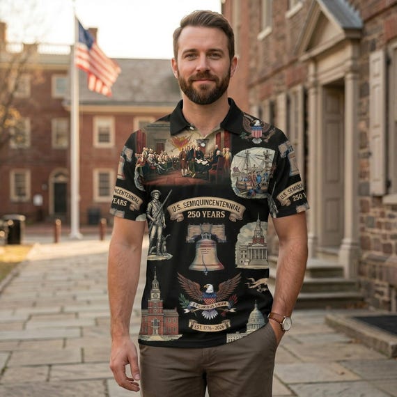 US Semiquincentennial 250 Years Polo Shirt, 1776-2026 American Heritage 250th Anniversary Shirt, Patriotic Independence Day Men's Polo