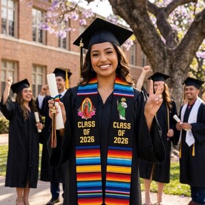 Class of 2026 Graduation Stole, Mexican Serape Grad Stole, Virgen de Guadalupe Catholic Graduation Sash, Saint Jude Senior Graduation Gift