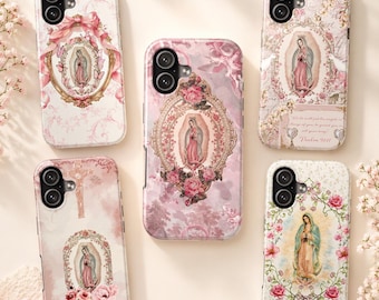 Vintage Virgin Mary iPhone Case, Our Lady of Guadalupe Phone Case for Samsung, Christian Catholic Floral Aesthetic, Religious Gift for Women