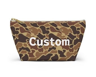 Personalized Duck Camo Accessory Pouch, Custom Name Logo Cosmetic Bag, Camo Makeup Bag, Toiletry Bag, Zipper Pencil Pouch, Pencil Case Gift