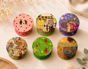 Cute Ladybug Phone Grip, Colorful Floral Phone Holder, Vintage Patchwork Pop Grip, Decorative Cell Phone Accessory, Cute Gift for Her
