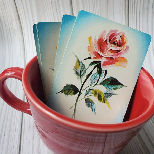 Vintage Red Rose Playing Cards