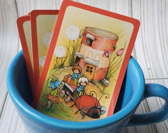Vintage Woodland Frolic Playing Cards Red