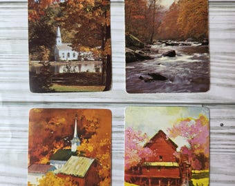 Set of 4 Vintage Autumn Playing Cards